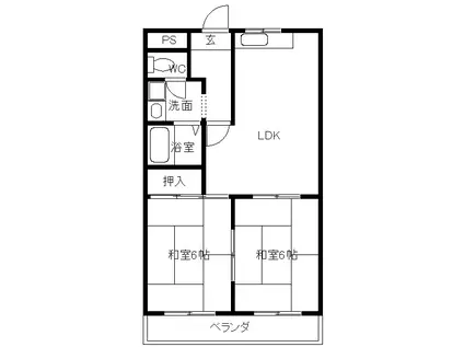 山中マンション(2LDK/2階)の間取り写真