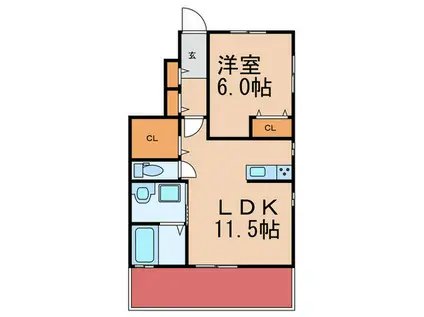 グラシア和白 壱番館(1LDK/2階)の間取り写真