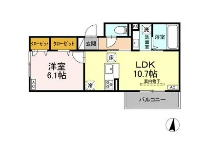 マーリエ III(1LDK/1階)の間取り写真