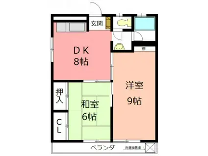 石田ハイツ(2DK/4階)の間取り写真