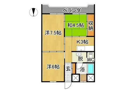 マンション瑞凰(3K/1階)の間取り写真