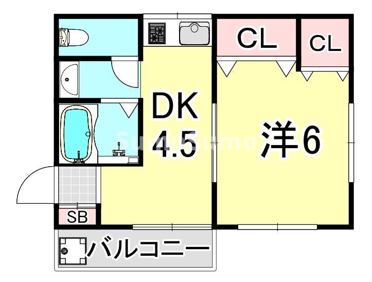 天神ユーハイツ(1DK/3階)の間取り写真