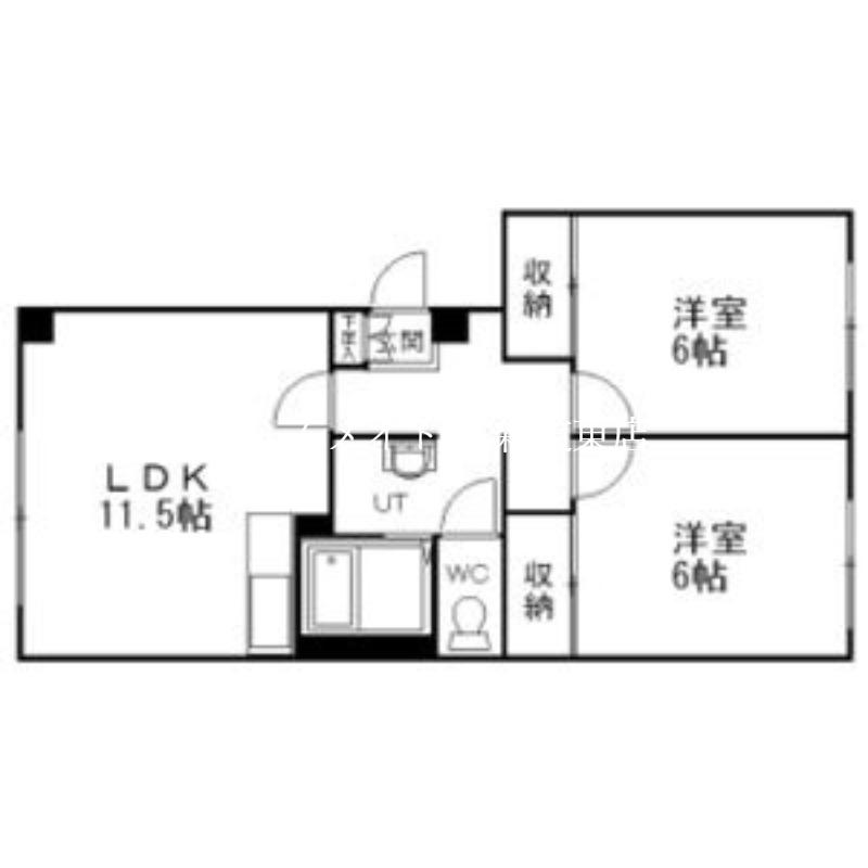 アルファコスモ伏古公園(2LDK/3階)の間取り写真