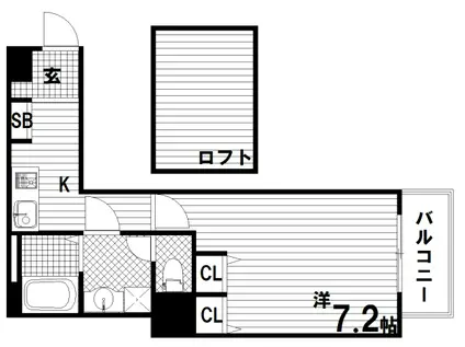 BADGE新長田(1K/3階)の間取り写真
