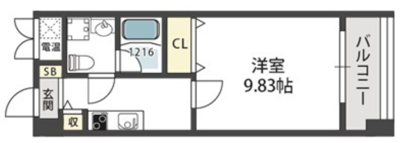 モンサンミッシェル北浜(1K/8階)の間取り写真