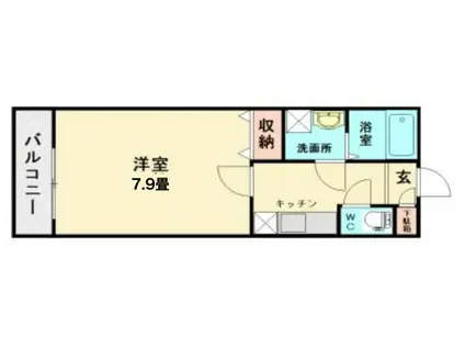 ハヤテ鏡(1K/1階)の間取り写真