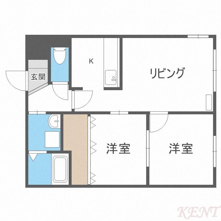 フォレストR-II(2LDK/4階)の間取り写真