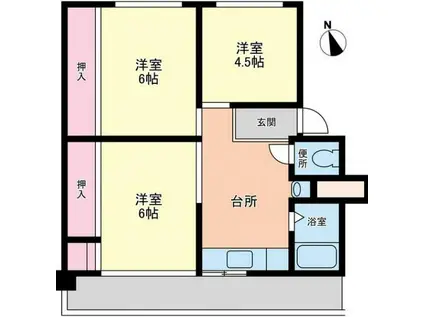 ヴィラナリー木太II(3DK/1階)の間取り写真