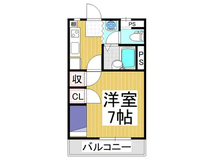 ＪＲ飯田線 伊那八幡駅 徒歩15分 2階建 築33年(1K/1階)の間取り写真