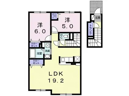 ガーディノディルースIII(2LDK/2階)の間取り写真