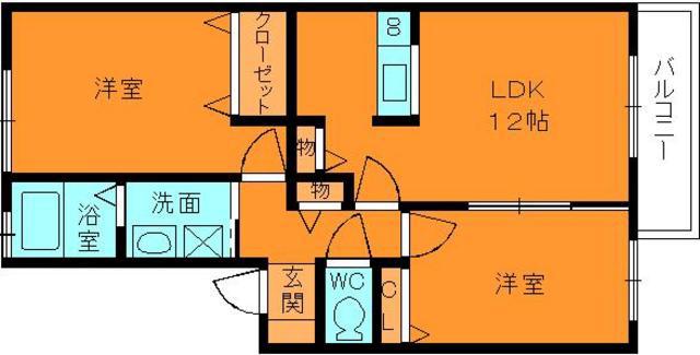 オーチャード ベリー(2LDK/2階)の間取り写真