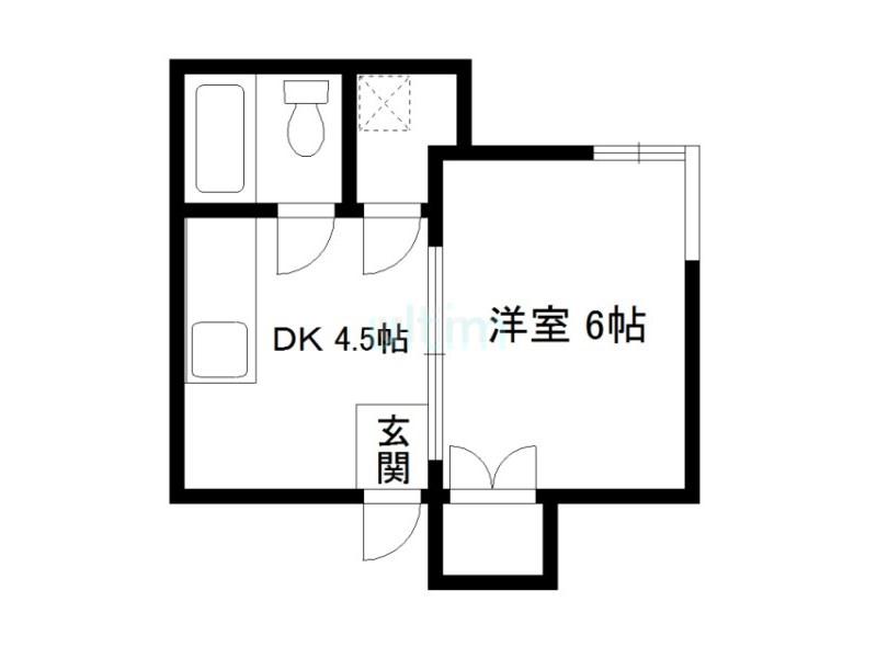 五十川ビル(1DK/3階)の間取り写真