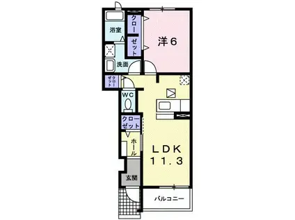 うらら1番館(1LDK/1階)の間取り写真