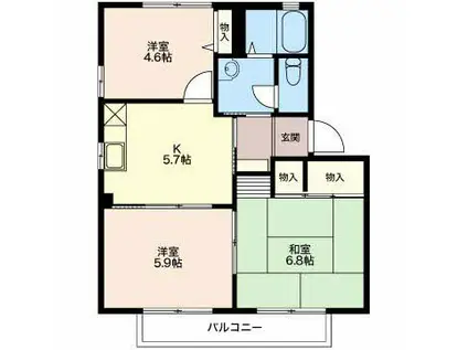 フリーデンハイム(3K/1階)の間取り写真