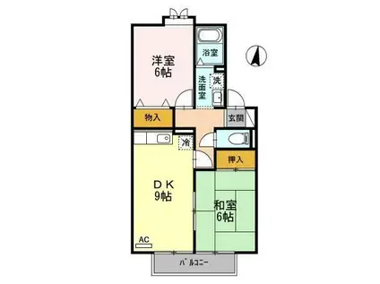 イーハトーヴII(2DK/1階)の間取り写真