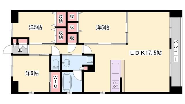 リベール東加古川駅前通(3LDK/3階)の間取り写真