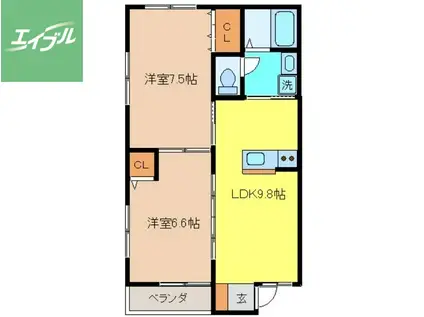 EARL GREY西時津(2LDK/1階)の間取り写真