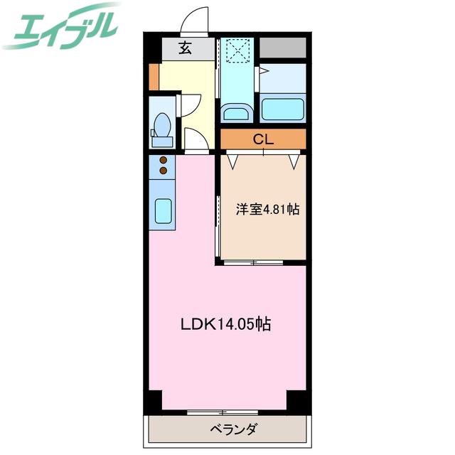 S-FORT四日市ZEAL(1LDK/9階)の間取り写真