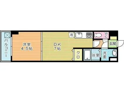 リッツ霧ヶ丘(1DK/4階)の間取り写真