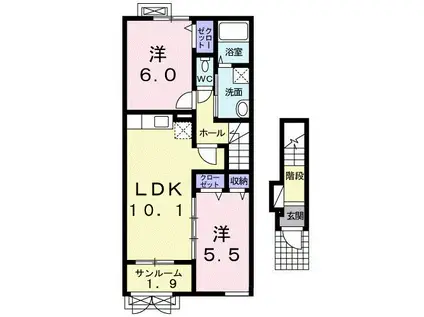 アムールANIII(2LDK/2階)の間取り写真