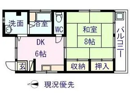 トロンコI(1K/1階)の間取り写真