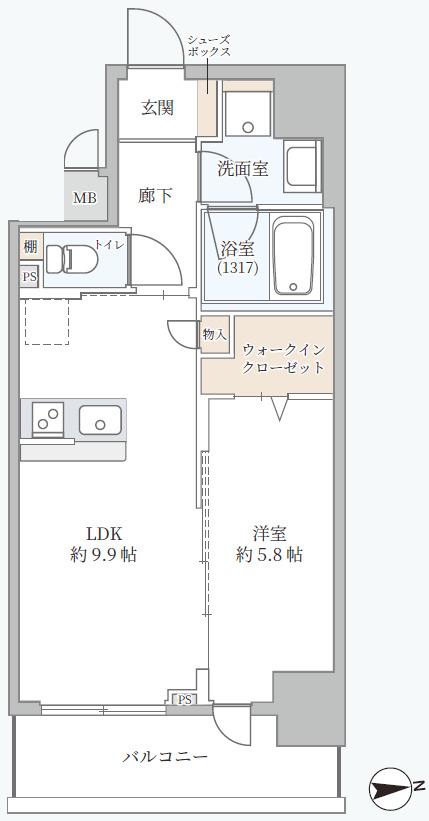 K-NEXT・南森町(1LDK/6階)の間取り写真