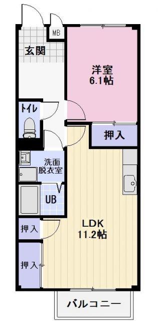 クレストコート(1LDK/2階)の間取り写真