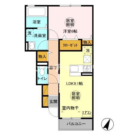 レイクビューみなみ(1LDK/1階)の間取り写真