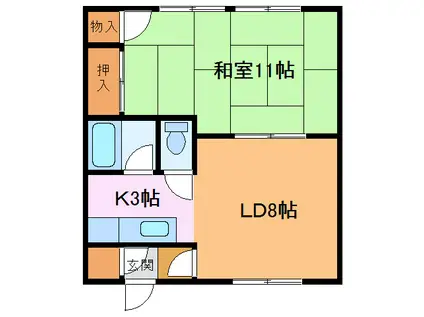 辻ハイツ(1LDK/1階)の間取り写真