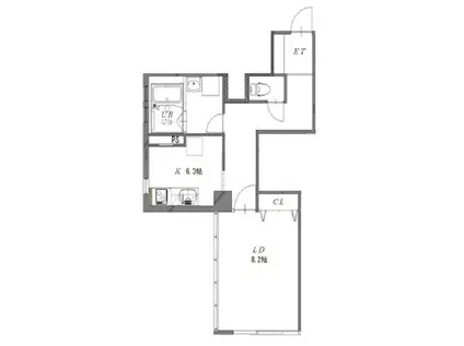 コロナール甲子園(1K/1階)の間取り写真