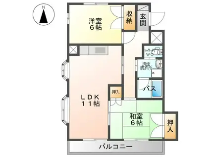 ホワイン・サンビエン(2LDK/1階)の間取り写真