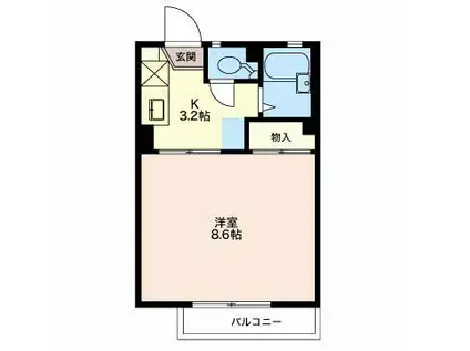 ベルメゾン南俣(1K/1階)の間取り写真