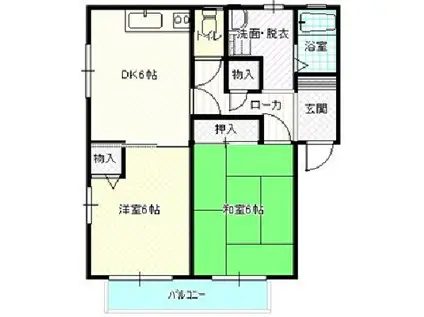シャノンコートII(2DK/1階)の間取り写真
