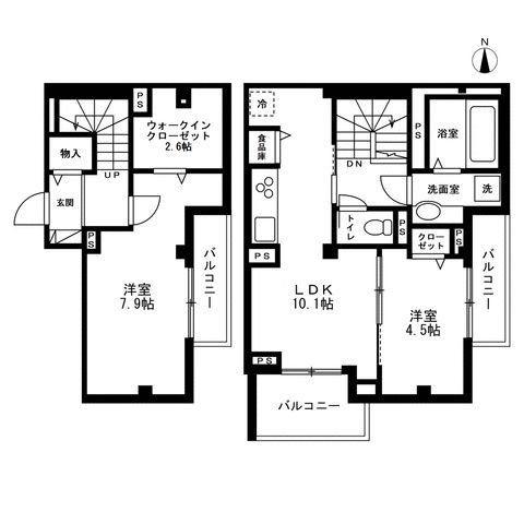 ロージィ赤羽(2LDK/4階)の間取り写真