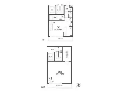 パセオ中目黒(1LDK/1階)の間取り写真