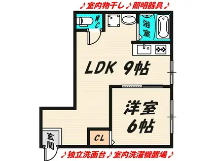 京阪本線 千林駅 徒歩5分 3階建 築53年(1LDK/1階)の間取り写真
