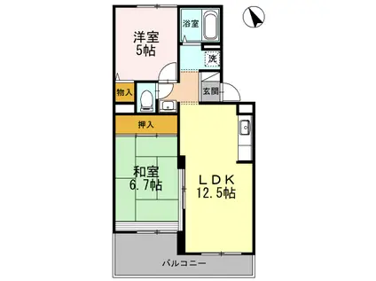 ヴァンベールしののめ A棟(2LDK/3階)の間取り写真