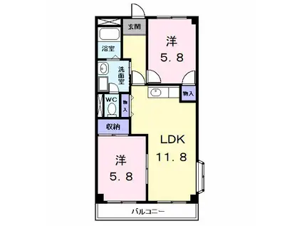 パークサイドパレス(2LDK/4階)の間取り写真