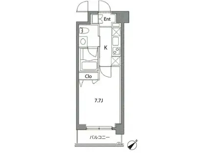 カスタリア中目黒(1K/4階)の間取り写真