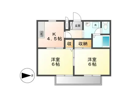 グリーンガーデン酒津(2K/1階)の間取り写真