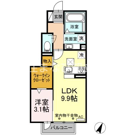 ラ・クレール(1LDK/1階)の間取り写真
