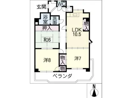 神谷西ビル(3LDK/3階)の間取り写真
