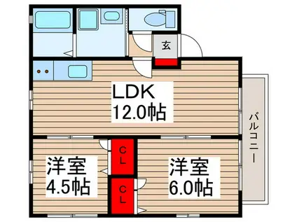 アルストロメリアII(2LDK/2階)の間取り写真