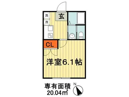 フォレストツインハウスⅡ A(1K/1階)の間取り写真