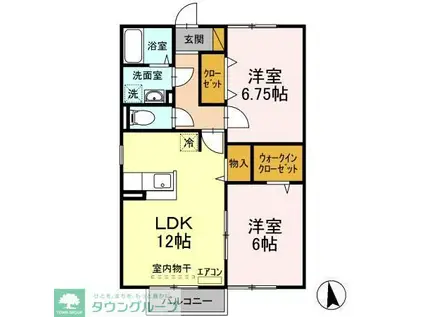 コモド八ヶ崎B(2LDK/2階)の間取り写真