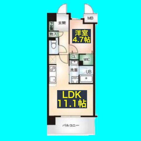 グランレコルト(1LDK/4階)の間取り写真