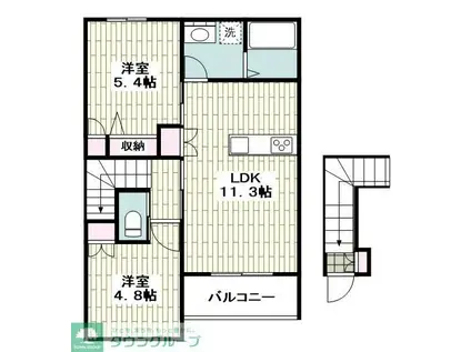 BLOSSOM MAISON(2LDK/2階)の間取り写真