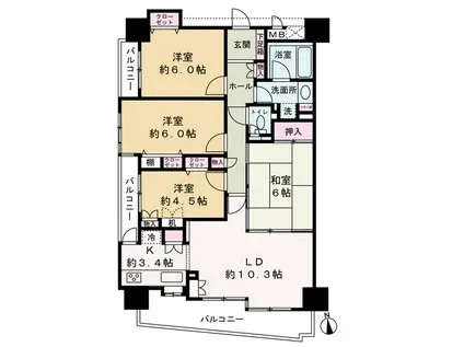 名駅アイリス弐番館(4LDK/2階)の間取り写真