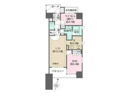 パークハウス新宿若松町(1SLDK/8階)の間取り写真