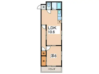 ラパール・ピア(1LDK/2階)の間取り写真